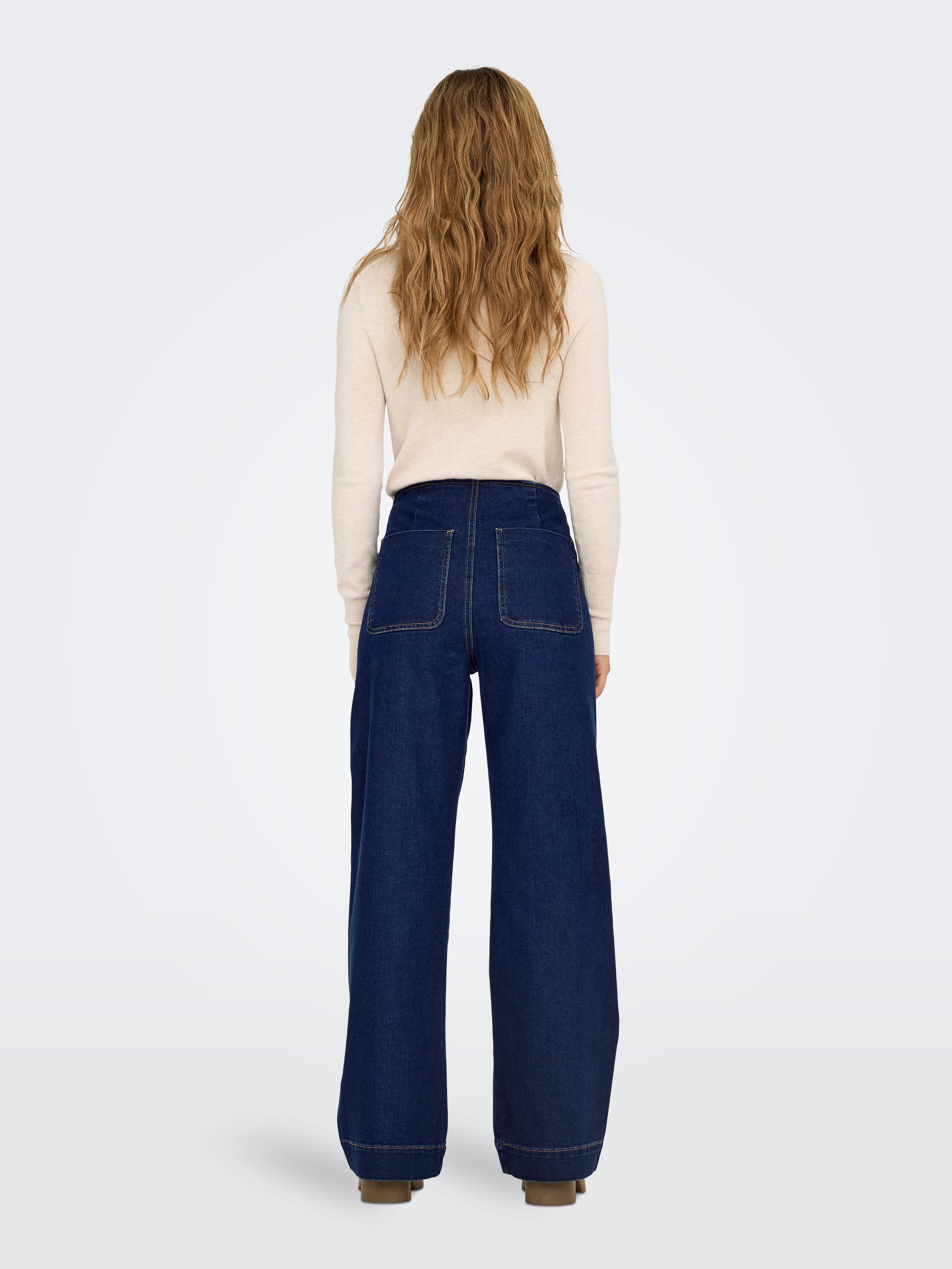 ONLMADELINE Hohe Taille Weiter Beinschnitt Jeans Dark Blue Denim