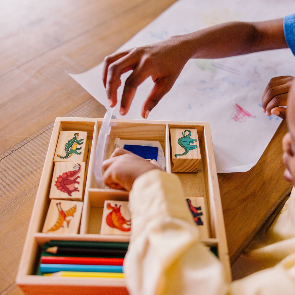 Køb Melissa & Doug Multifarvet Wooden Stamp Set Dinosaur