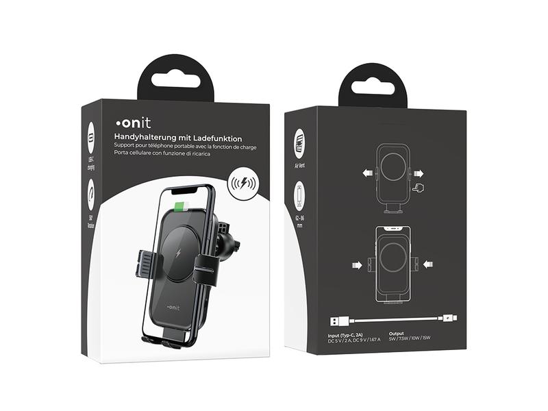 onit Handyhalterung mit Ladefunktion Halterung zum Aufladen und Befestigen des Smartphones an den Lüftungsschlitzen des Autos