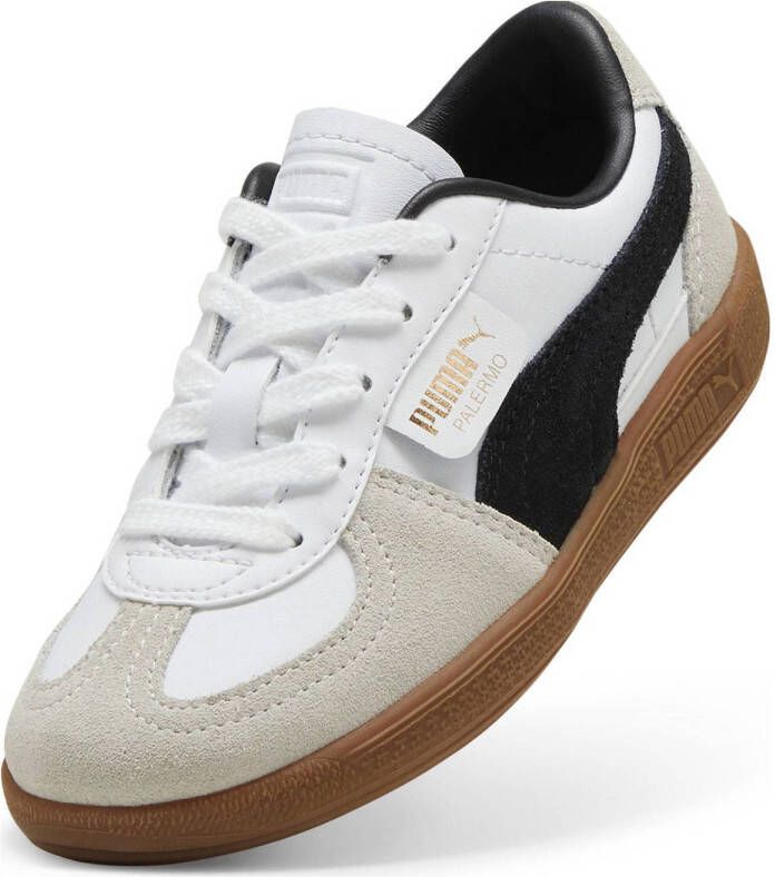 Puma Palermo leren sneakers wit lichtgrijs zwart