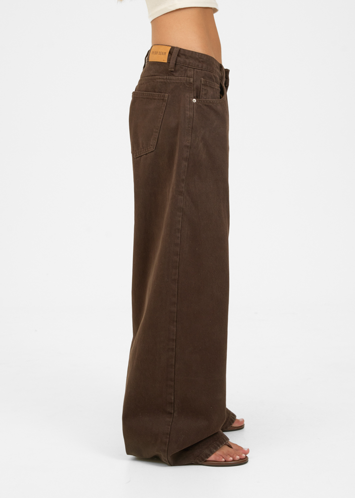 Wide leg classic low waist jeans deep choco