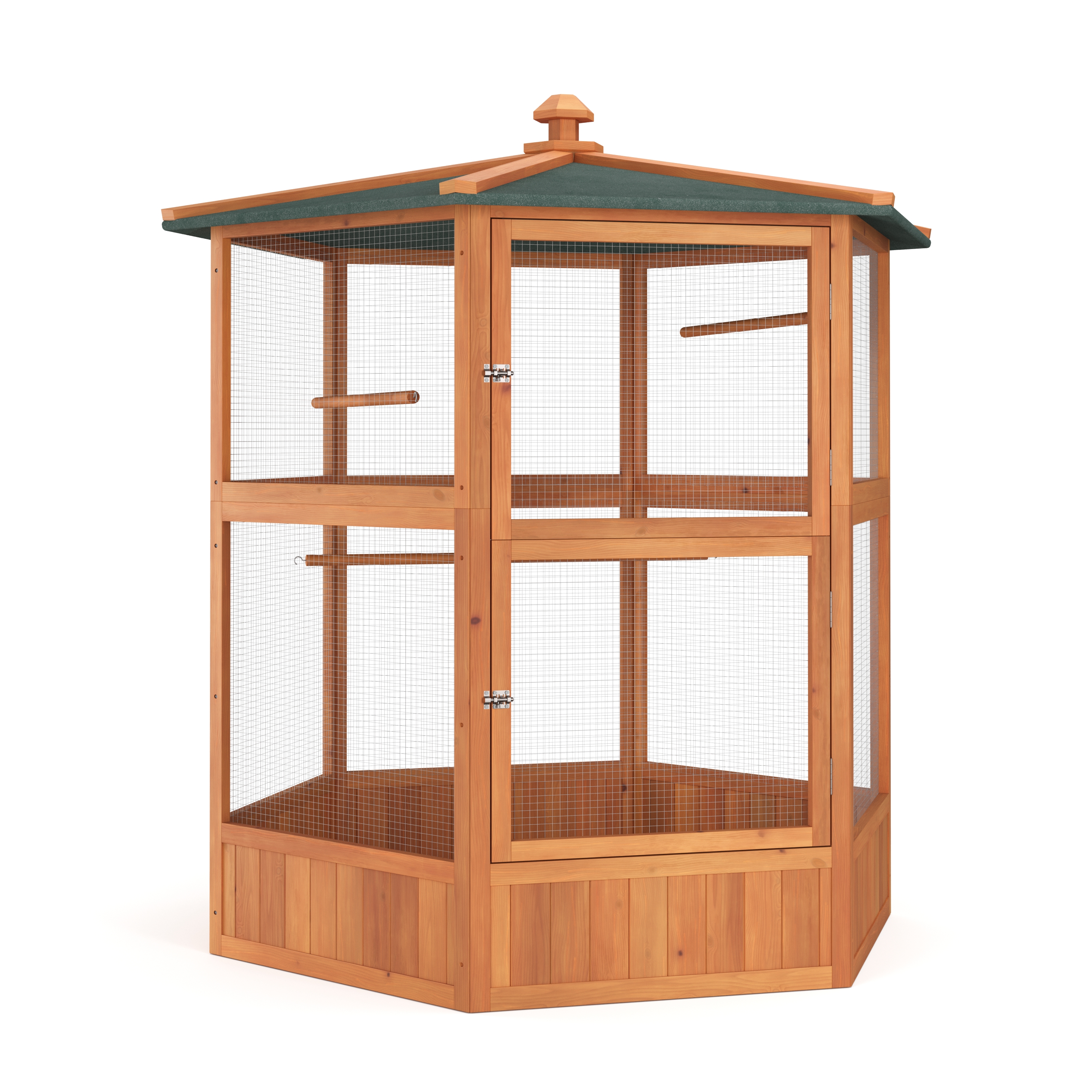 Vogelvoliere Holz 150 x 160 cm 6-eckig