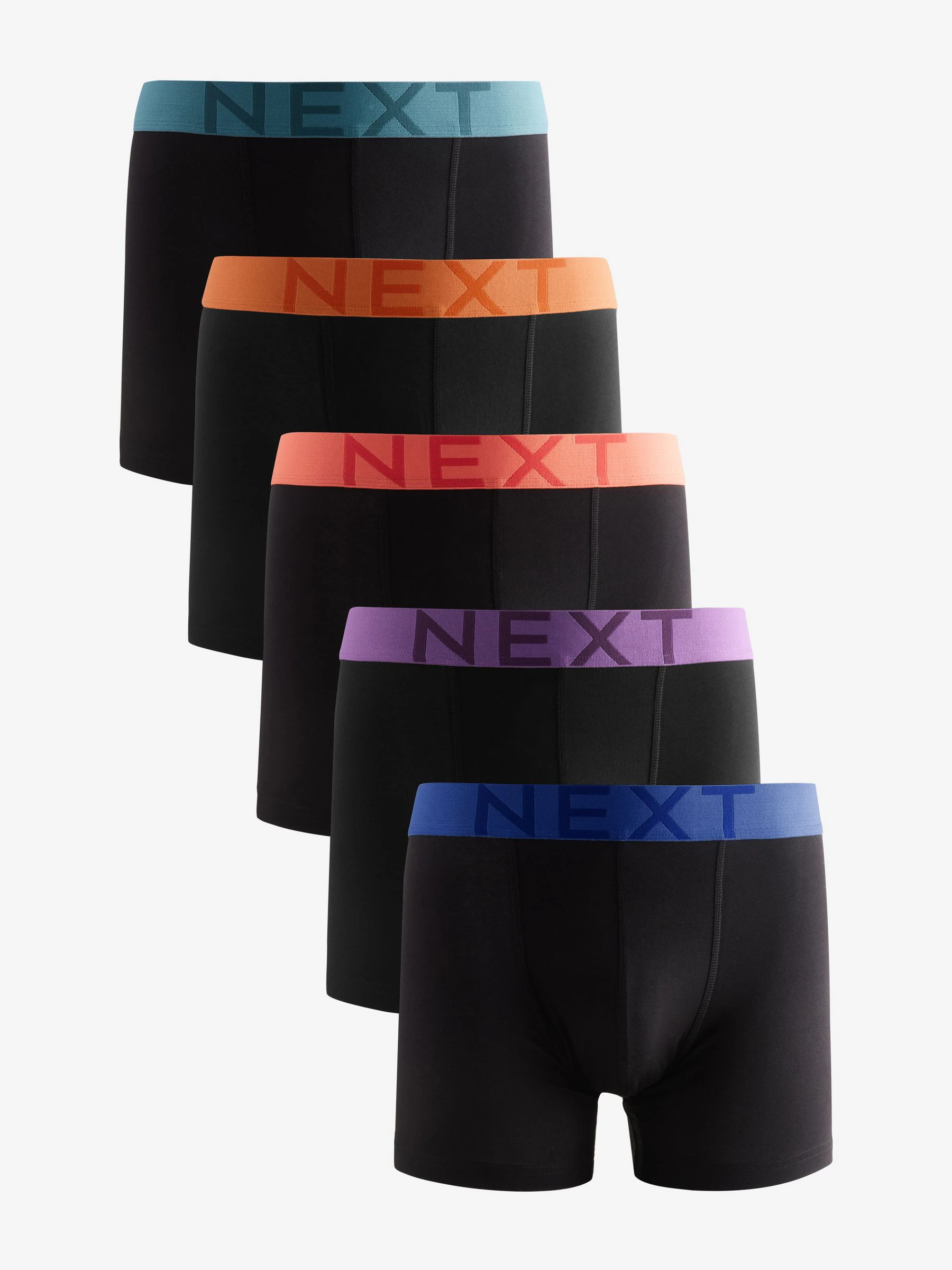 Zwart met felgekleurde tailleband - Verpakking van 5 trunks boxer