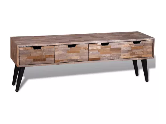 Table console TV avec 4 tiroirs Bois de teck recyclé