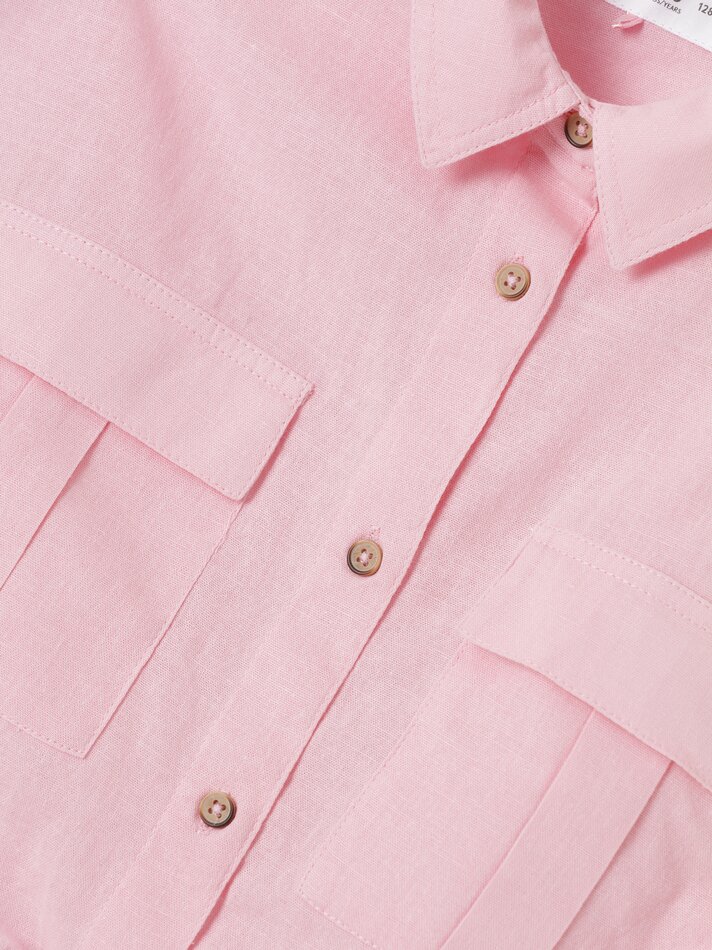 Camisa rústica de manga curta - Rosa Pastel