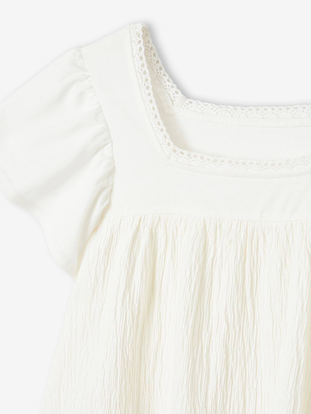 Blusa bicolor para meninas, cor off-white