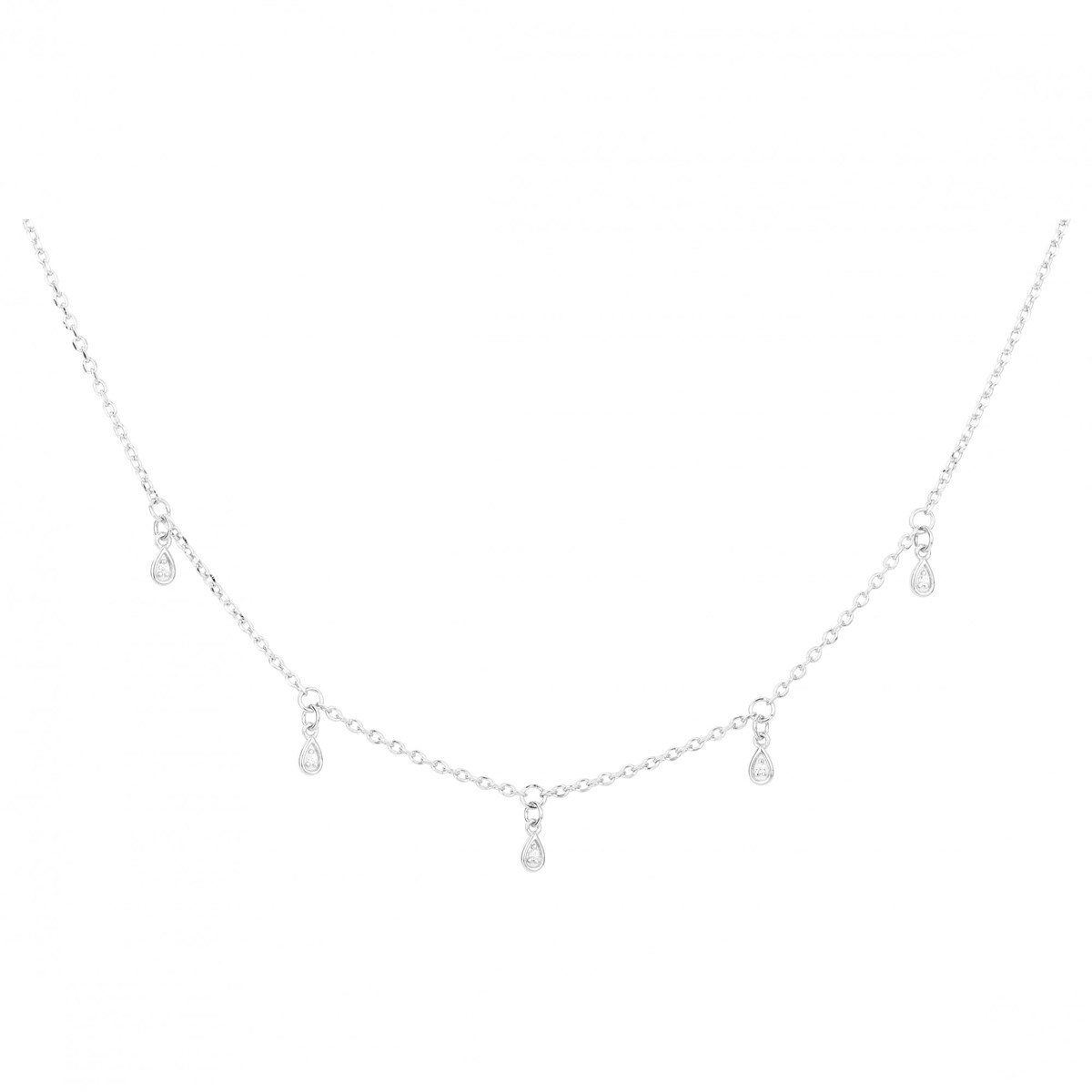 Collier multi-motifs en Argent avec oxyde de zirconium blanc