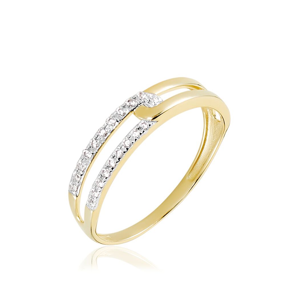 Bague Graphic Lines Or Jaune Oxyde De Zirconium