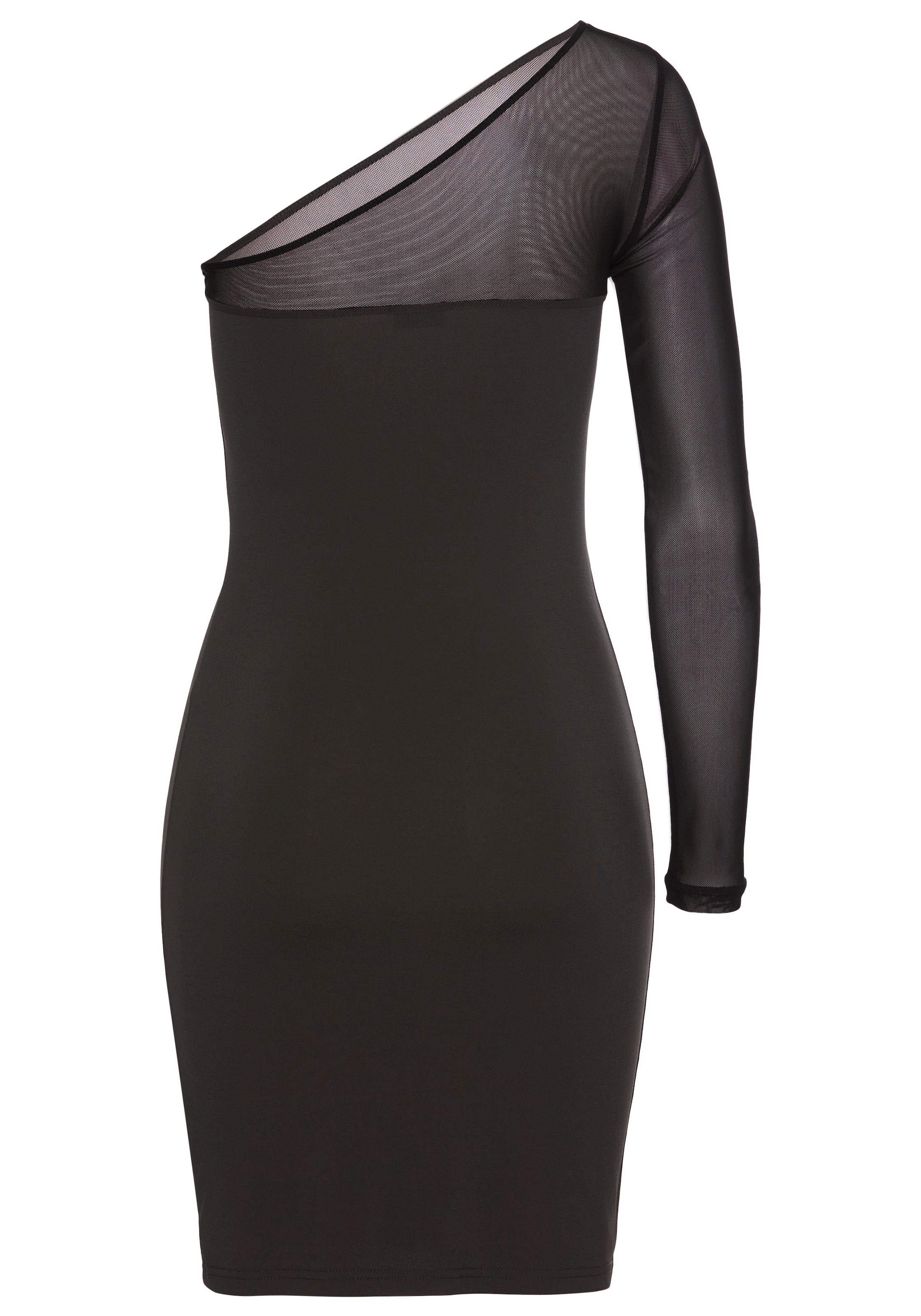 Laura Scott Druckkleid mit Mesh-Einsatz und asymmetrischem Ausschnitt