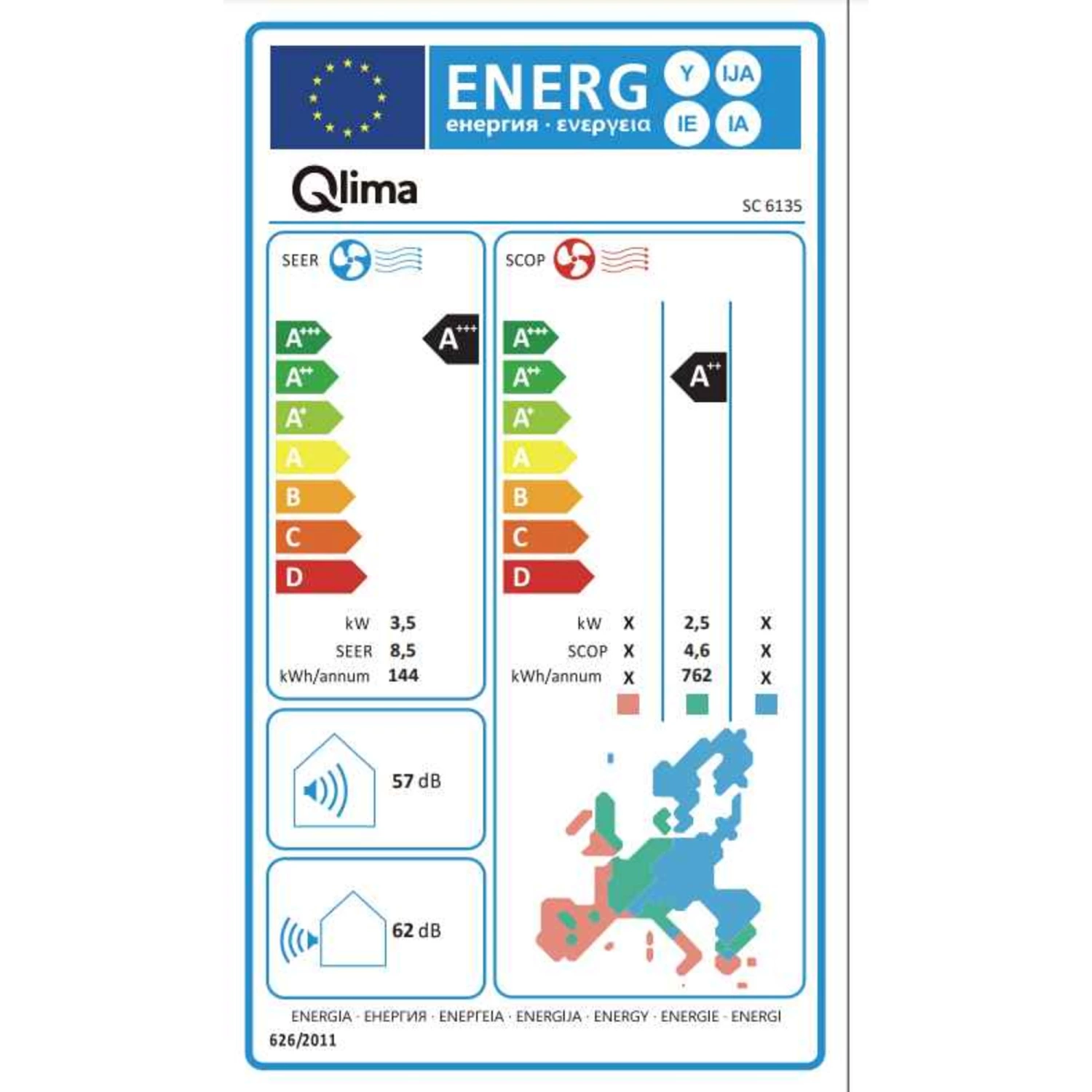 Qlima SC 6135 Split unit airco - 4030W