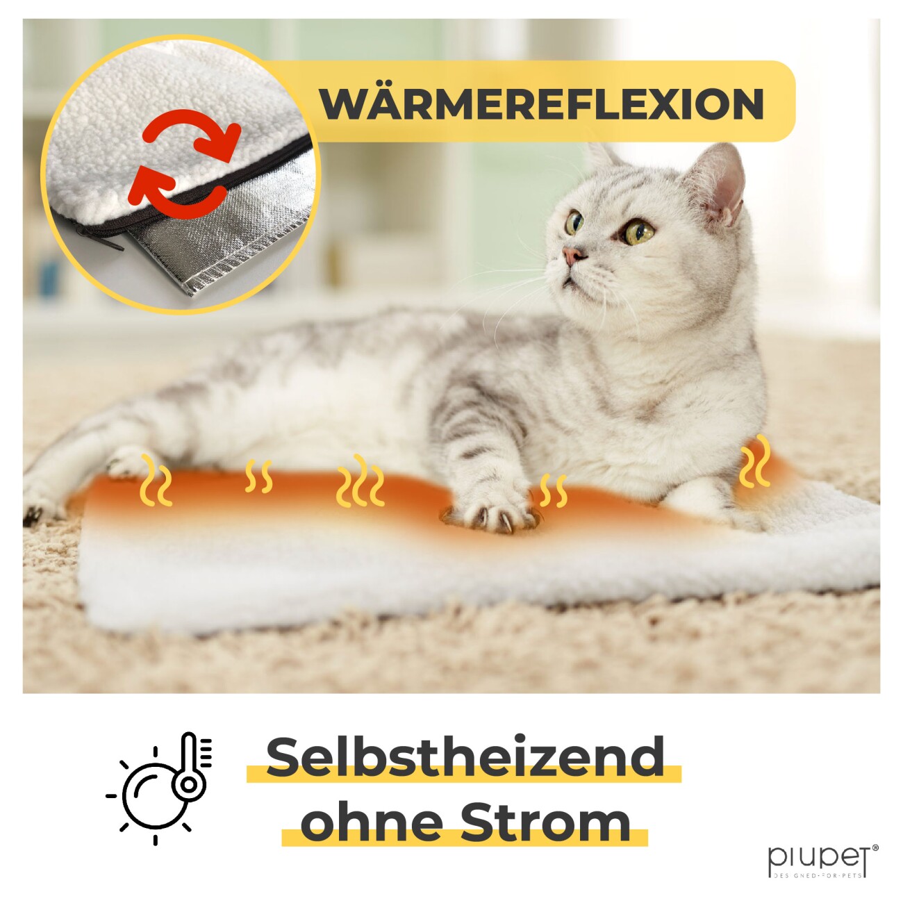 PIUPET Selbstheizende Katzendecke beige