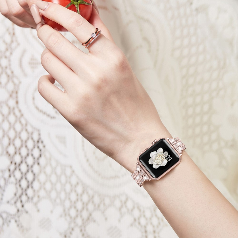 Apple Watch (42/41/40/38 mm) Strassstein Edelstahl Armband - Rosé (Rosa)