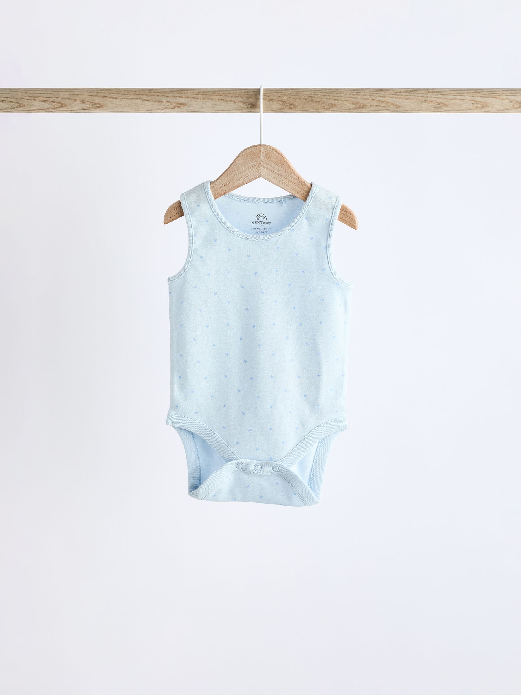 Blauw met beerprint - 5 babyhemdjes