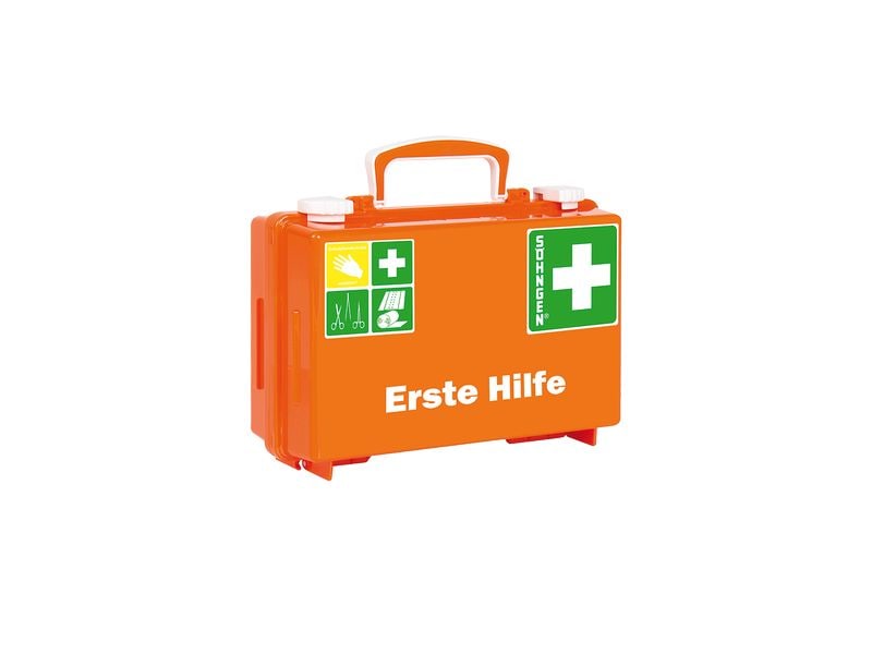 SÖHNGEN Erste-Hilfe-Set QUICK-CD SUISSE, DIN 13157, Orange Erste-Hilfe-Koffer inklusive Wandhalterung