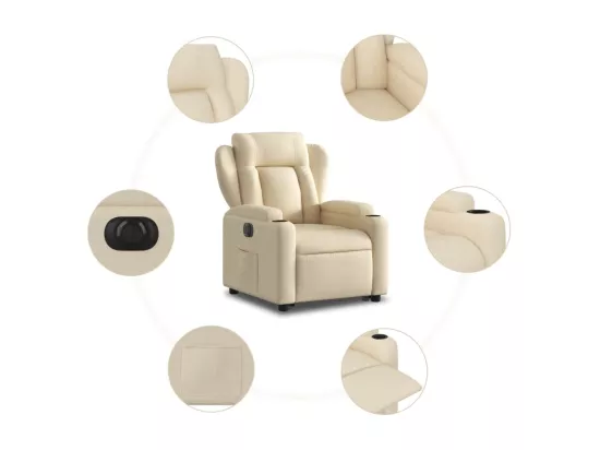 Fauteuil inclinable électrique crème tissu