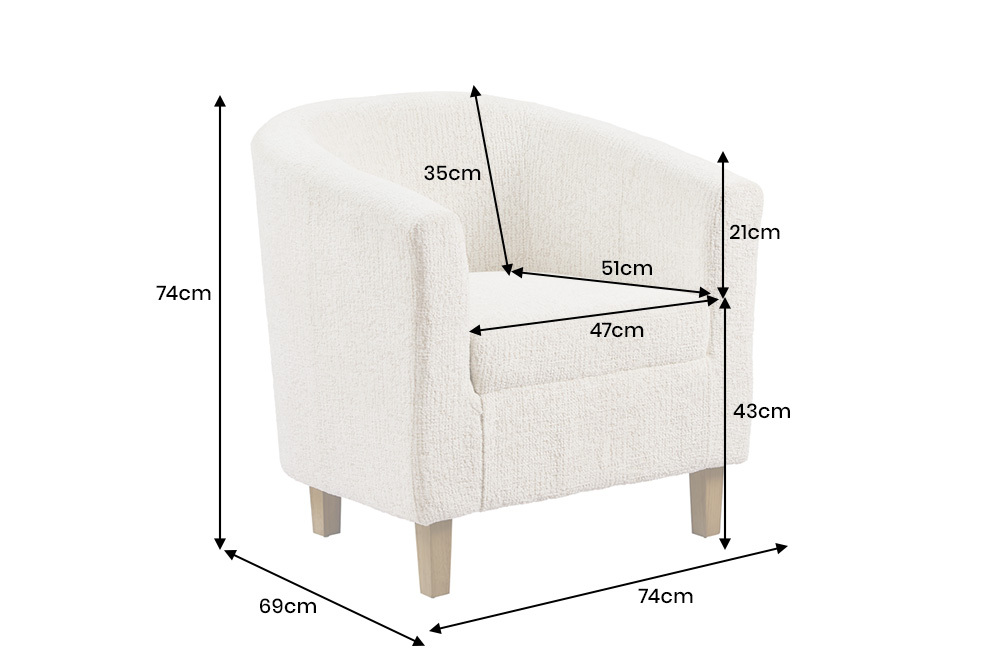 Design Sessel HEMINGWAY beige Bouclé Tweed Soft mit Armlehnen Cocktailsessel
