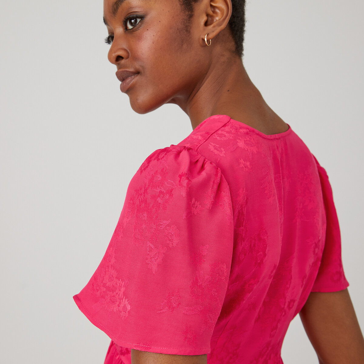 COLEÇÕES LA REDOUTE<br>Vestido longo com efeito cruzado, em jacquard
