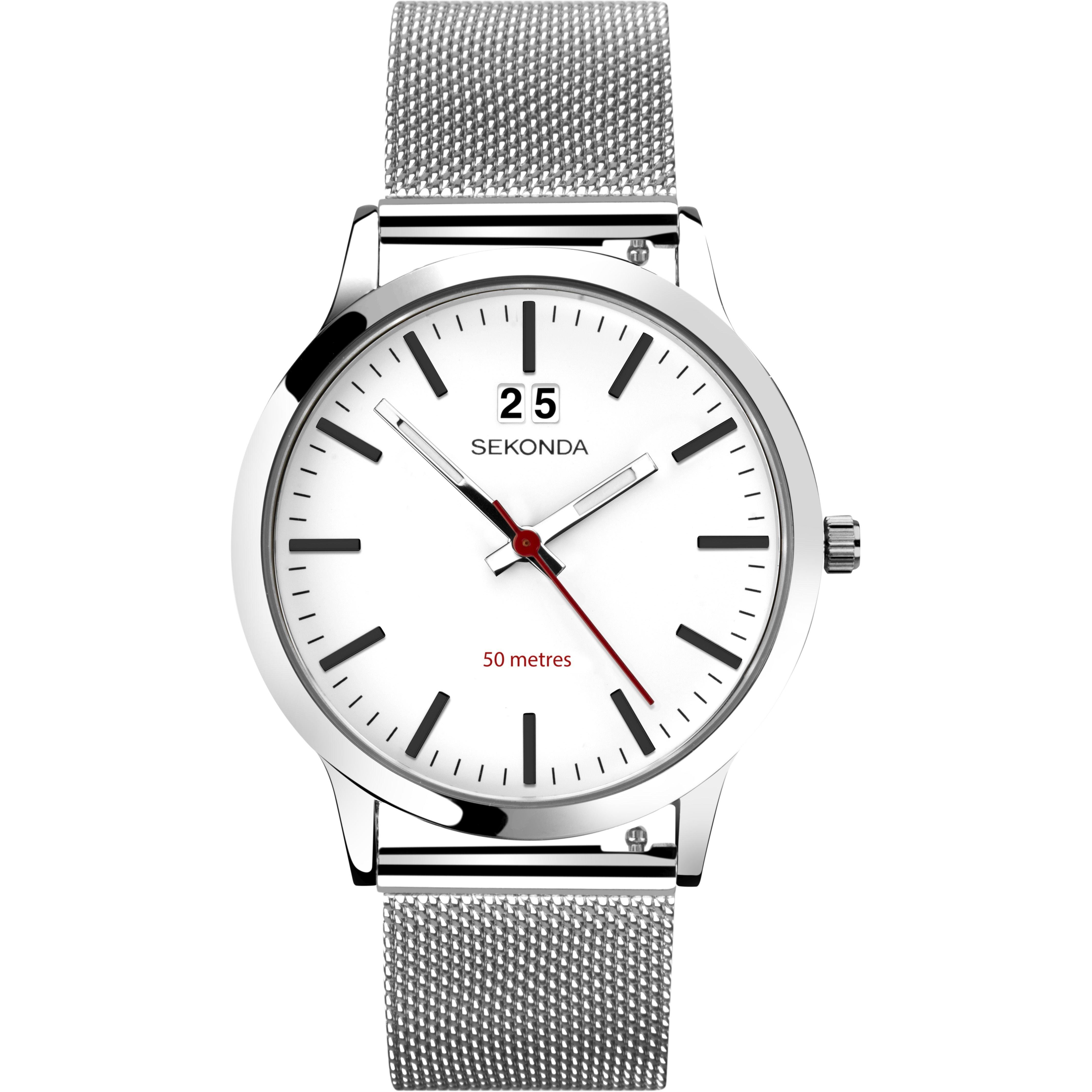 Sekonda Nordic 40mm Silver Watch Round Case White Dial