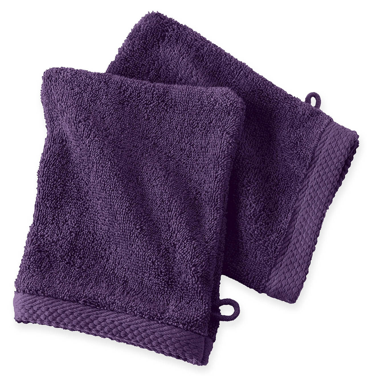Soft by Perle de Coton 2 Gants de toilette aubergine - 16x21 cm
