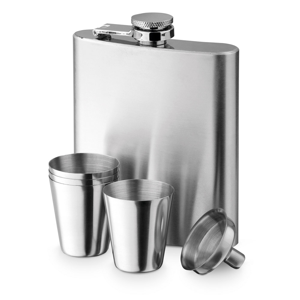 hi!dea 94665 - Ensemble de bouteilles et de verres en acier inoxydable 200 mL