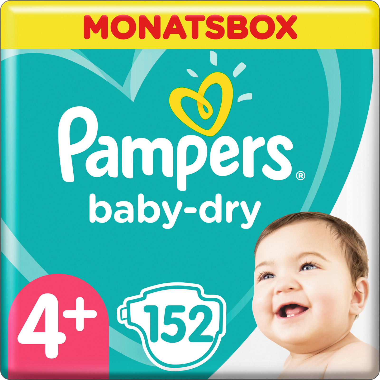 Pampers Baby Dry Gr. 4+, 10-15 kg, Monatsbox, 152 Windeln