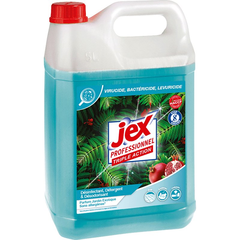 Nettoyant désinfectant Jex professionnel Triple Action Jardin exotique - Bidon de 5 L