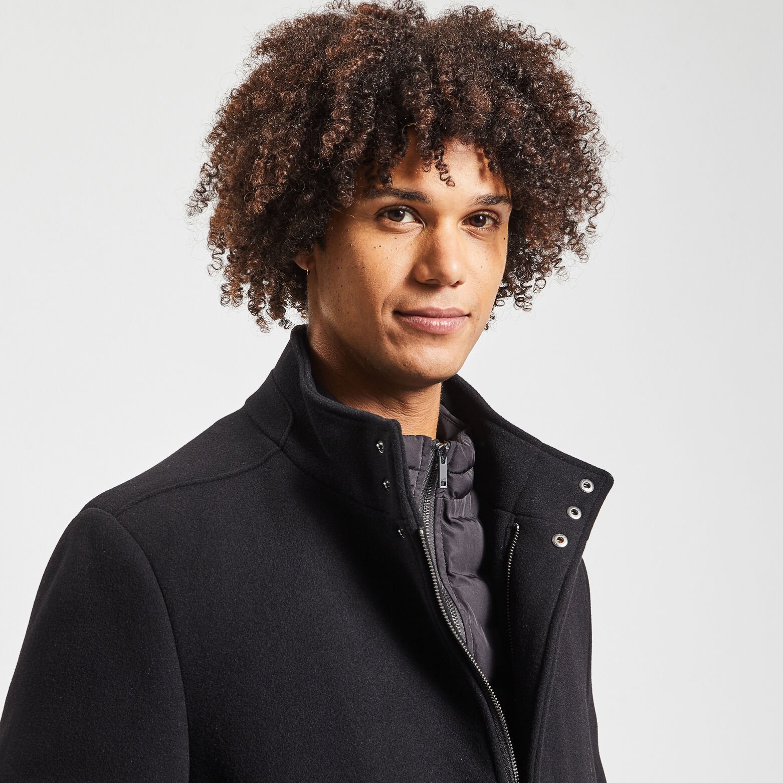 Manteau en laine col montant Noir