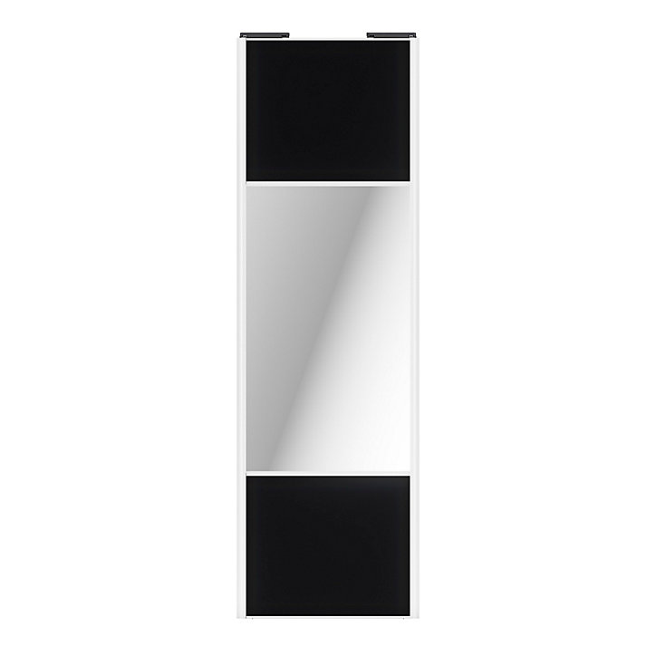 Porte de placard coulissante avec miroir noir mat profil blanc GoodHome Arius H. 248,5 x L. 77.2 cm + amortisseurs