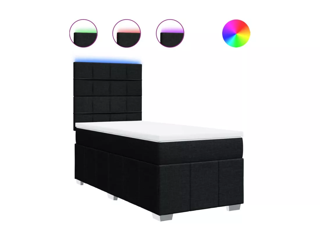 Sommier à lattes de lit avec matelas Noir 90x190 cm Tissu
