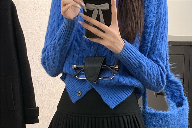Flowerisque - Hoge taille effen accordeon geplooide mini A-lijn rok