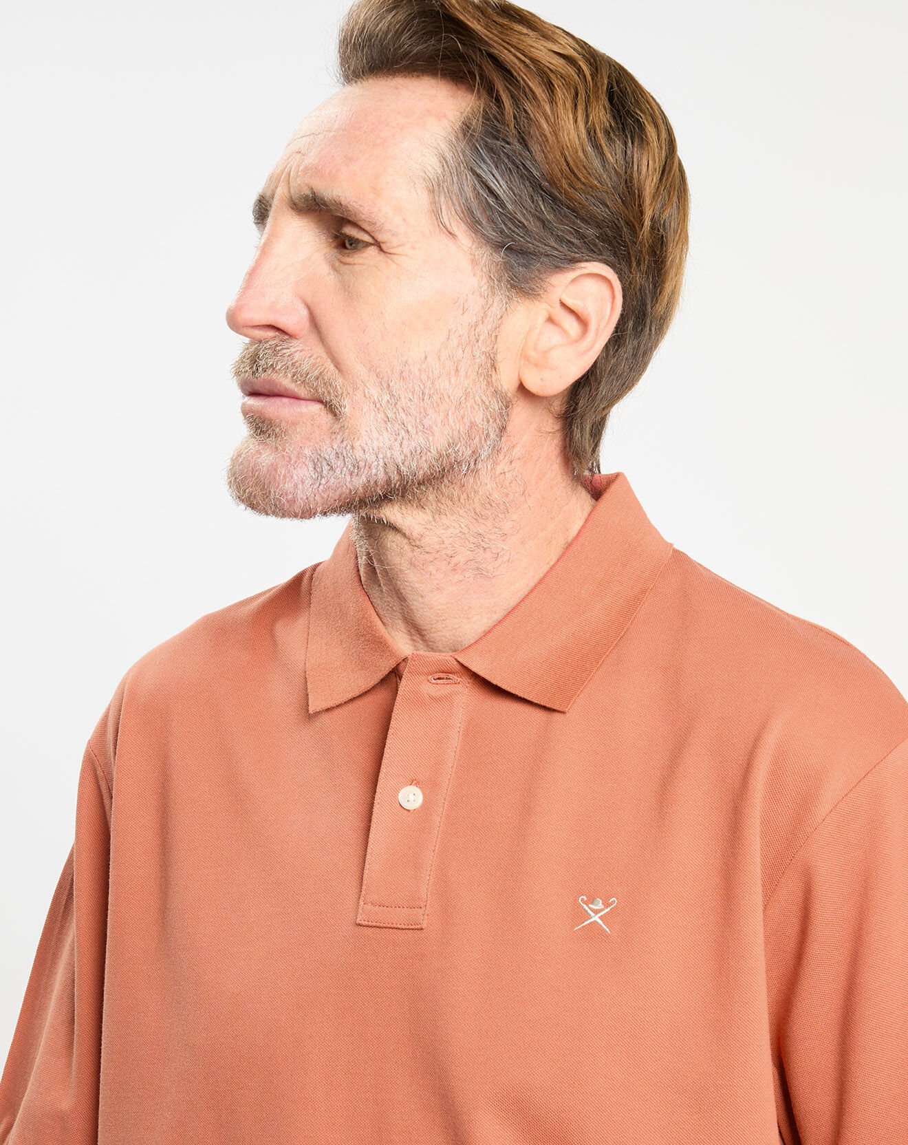 Hackett London Polo manches courtes uni piqué orange moyen