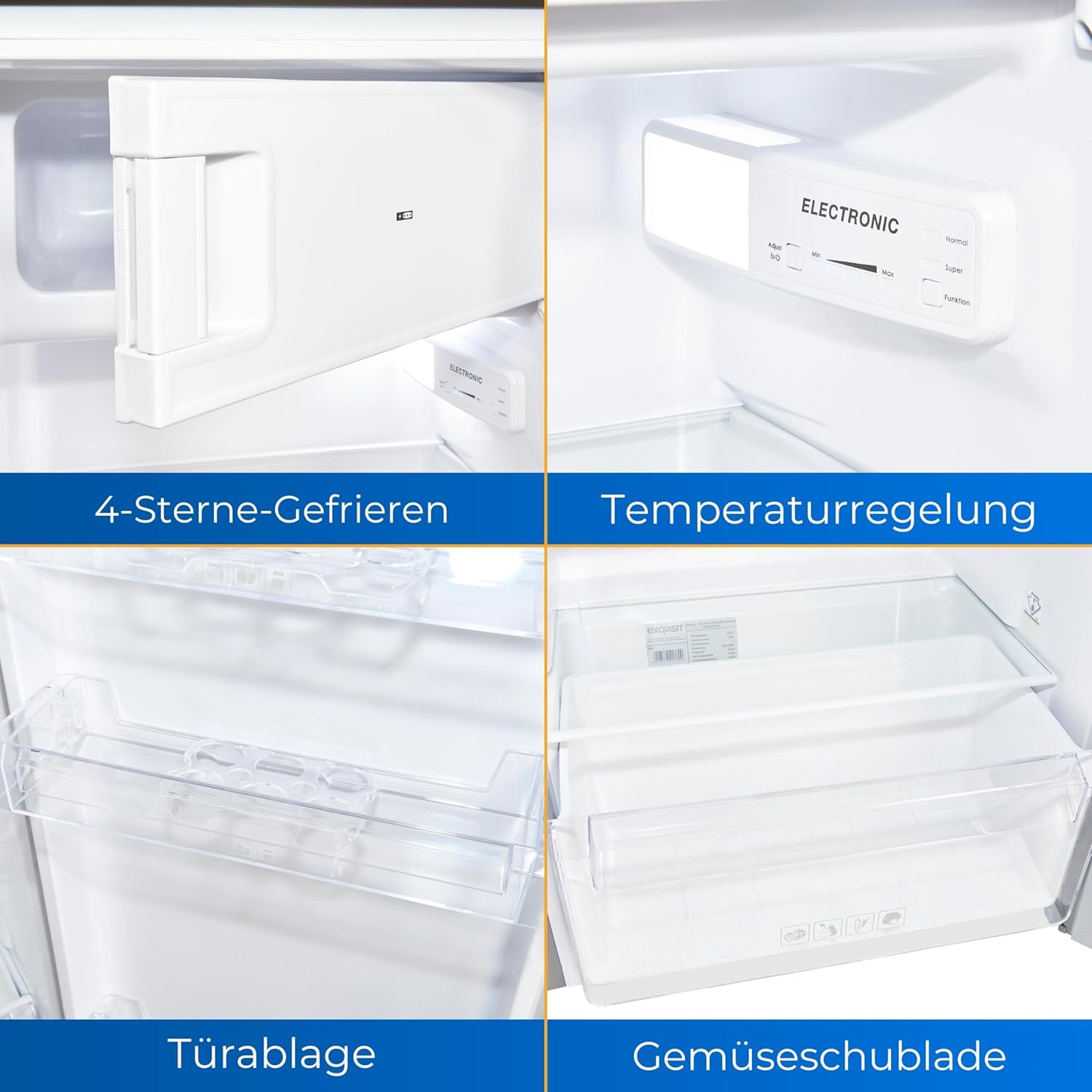 Exquisit Kühlschrank KS185-4-HE-040E inoxlook | 190 l Nutzinhalt | Alarm | Türanschlag wechselbar | 55 cm Breite
