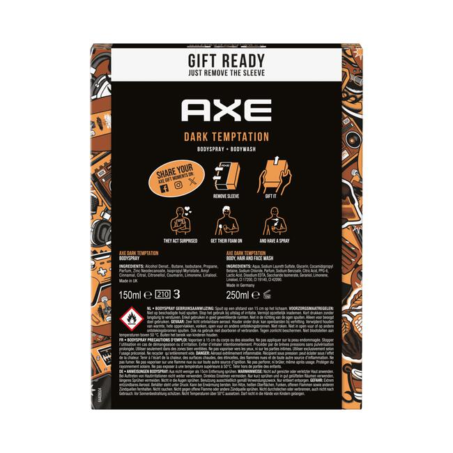 AXE Dark Temptation Toilettas Geschenkset 250ml + 150ml