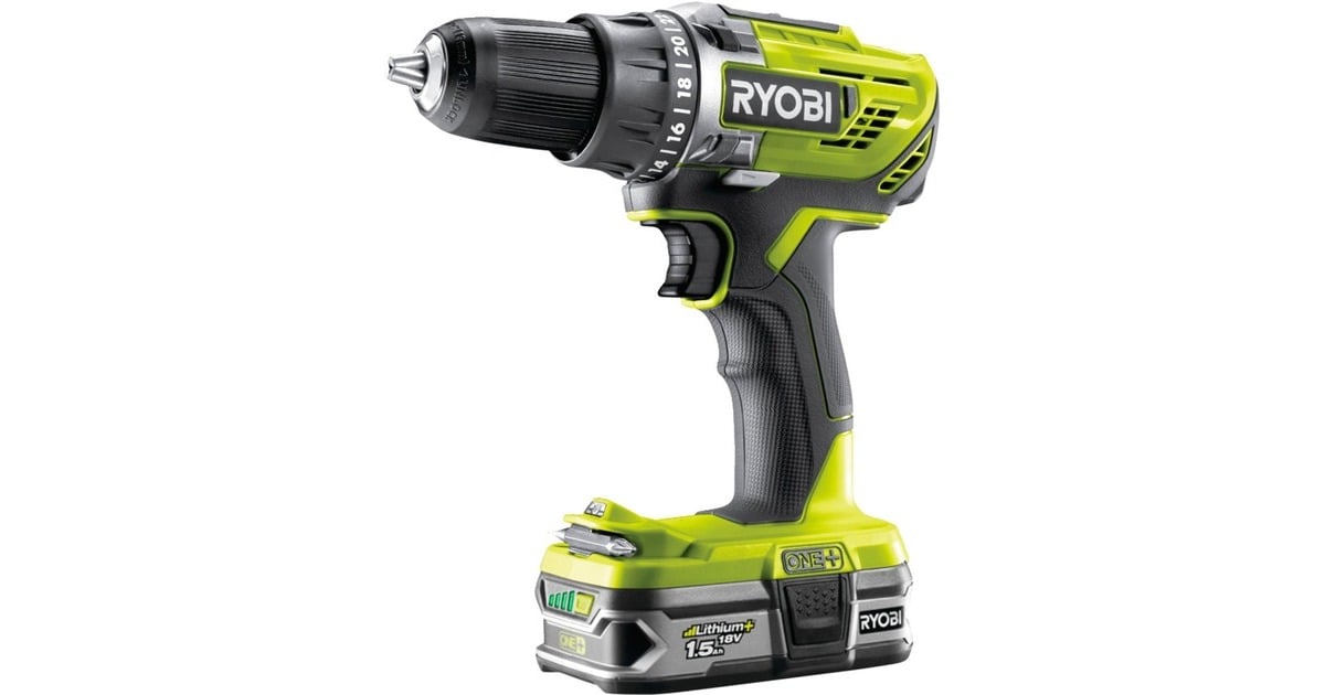 RyobiAccu-Boormachine R18DD3-215S, 18 V schroeftol  (Groen/zwart, 2x Li-Ion batterij 1,5Ah)