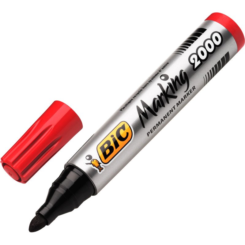 Marqueur permanent Bic 2000 pointe ogive 4,95 mm - Pochette de 4 couleurs