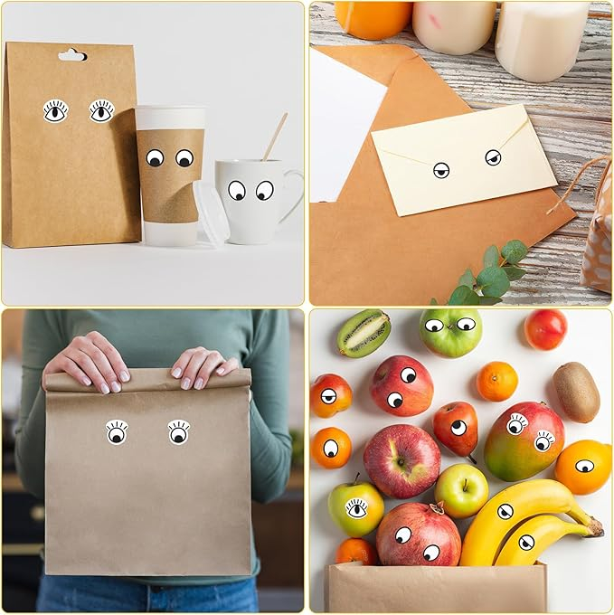 (1 Rolle à 500Stk.) 10-15mm Augen Aufkleber DIY Bastel Sticker Selbstklebende Etiketten - Schwarz / Weiss