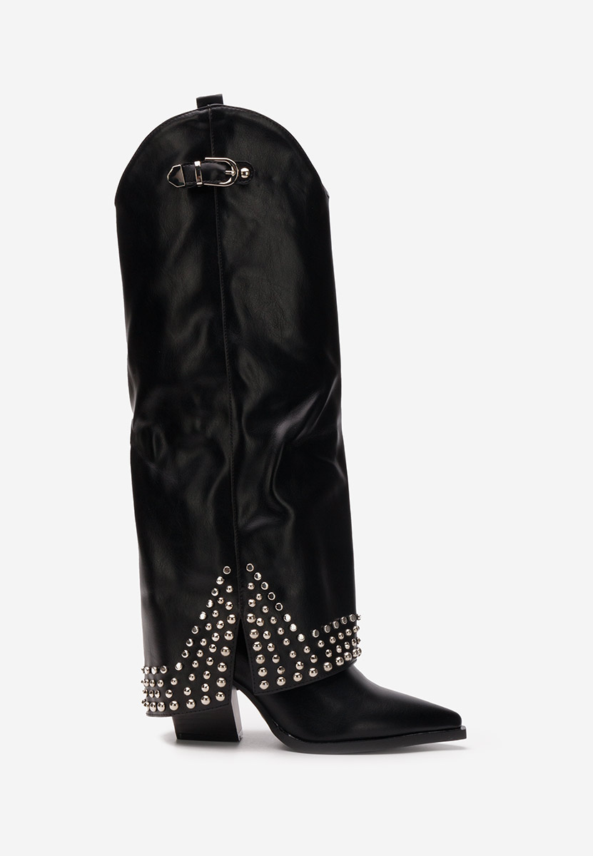 Bottes à talon carré noires Raffaela