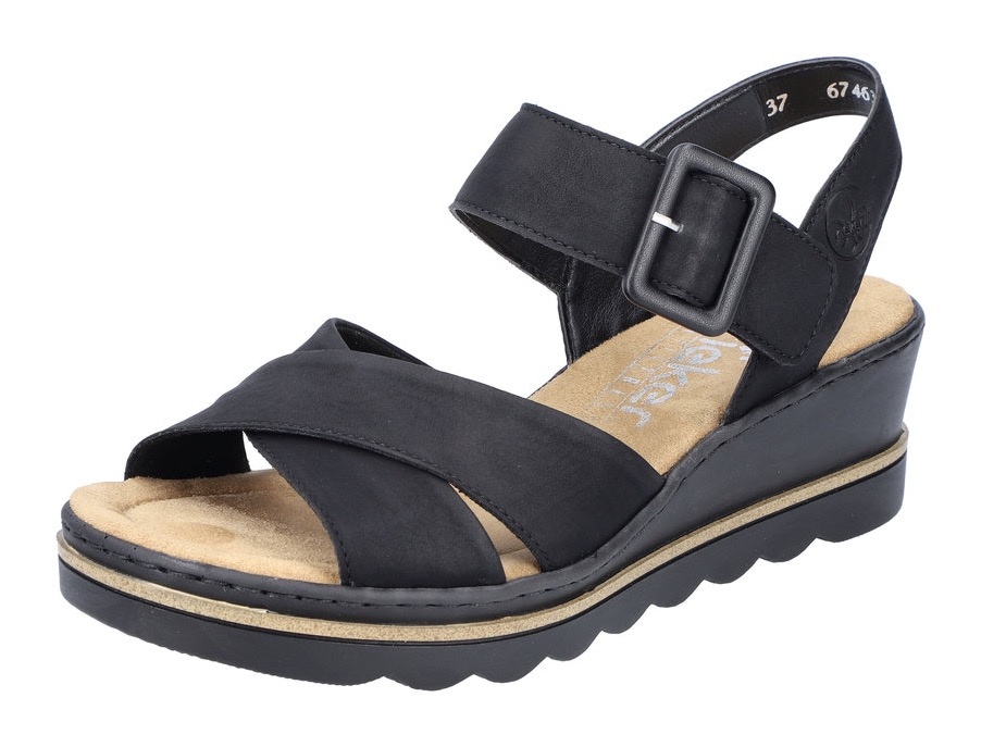 Rieker Keilsandalette  , Sommerschuh, Sandale, Keilabsatz, mit gekreuzten Bandagen