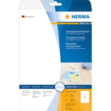 HERMA Etiketten, tranparent, 210 x 297, 25 Stück