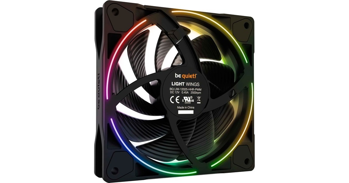 be quiet!Light Wings PWM high-speed RGB case fan  (Zwart, 120 x 120 x 25 mm)