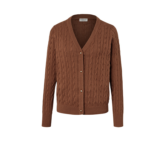 Feinstrickcardigan mit Zopfmuster