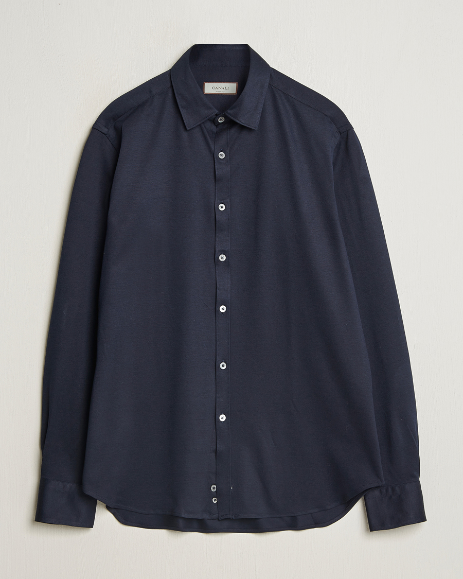 Canali Slim Fit Jersey Shirt Navy