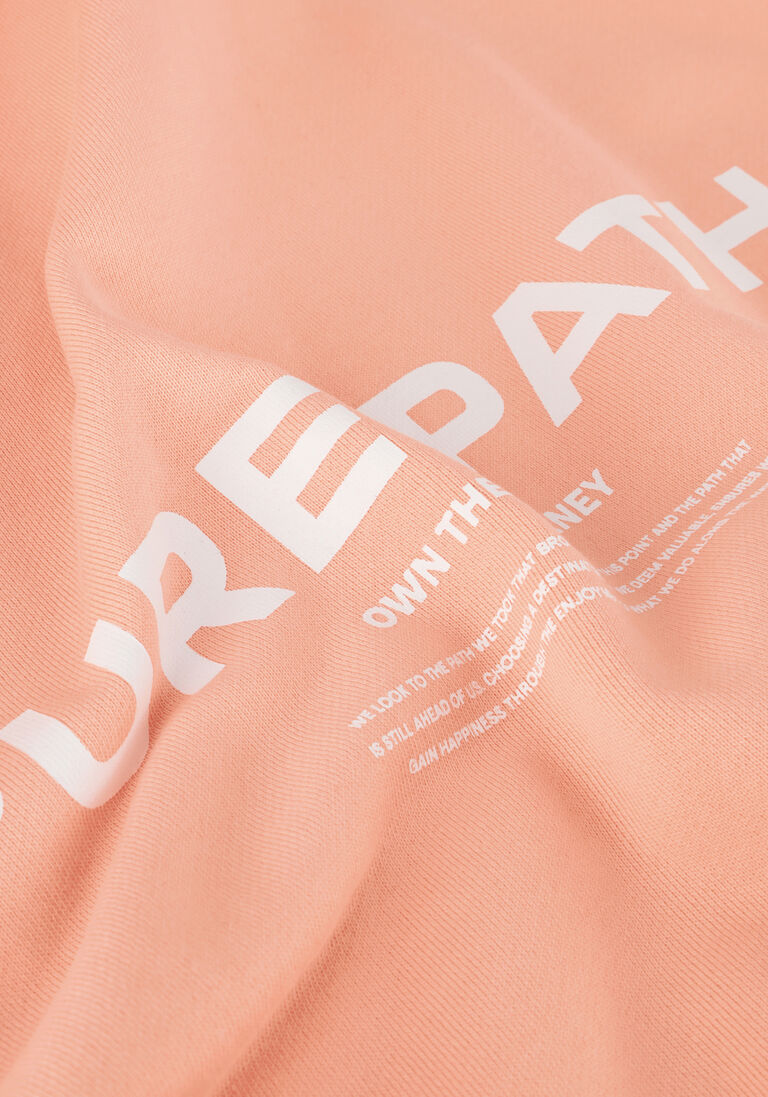 PURE PATH koraal pure path trui hoodie with back print and small frontprint