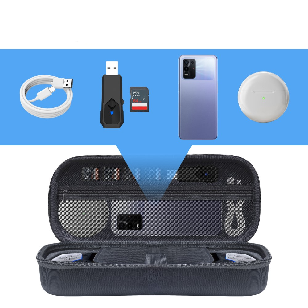 PlayStation Portal Remote Player Reise Box Schutztasche Hartschale mit Netztasche und Griff - Schwarz