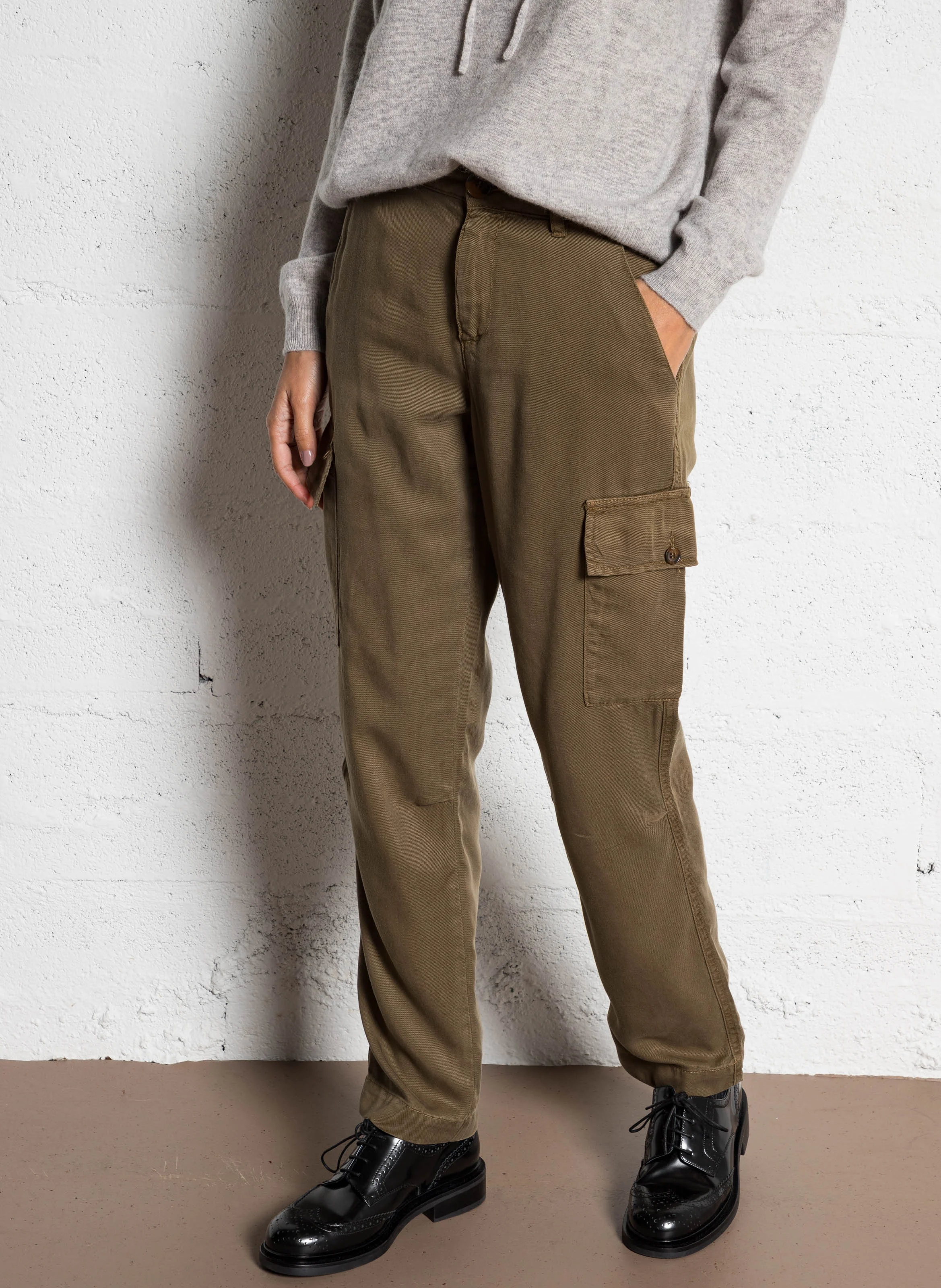 CLELIE - Pantalon droit cargo | Vert