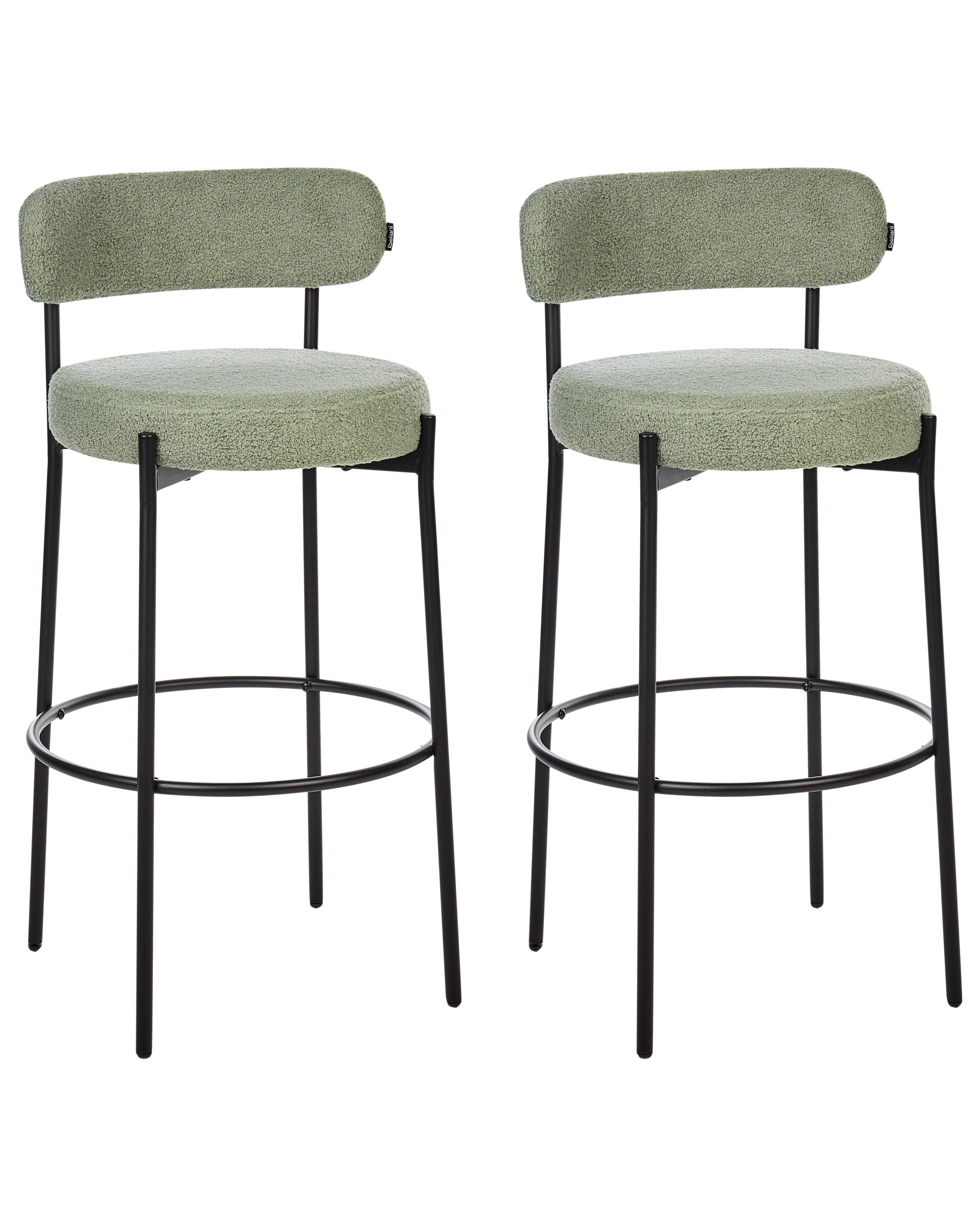 Set van 2 barstoelen ALLISON Bouclé Lichtgroen