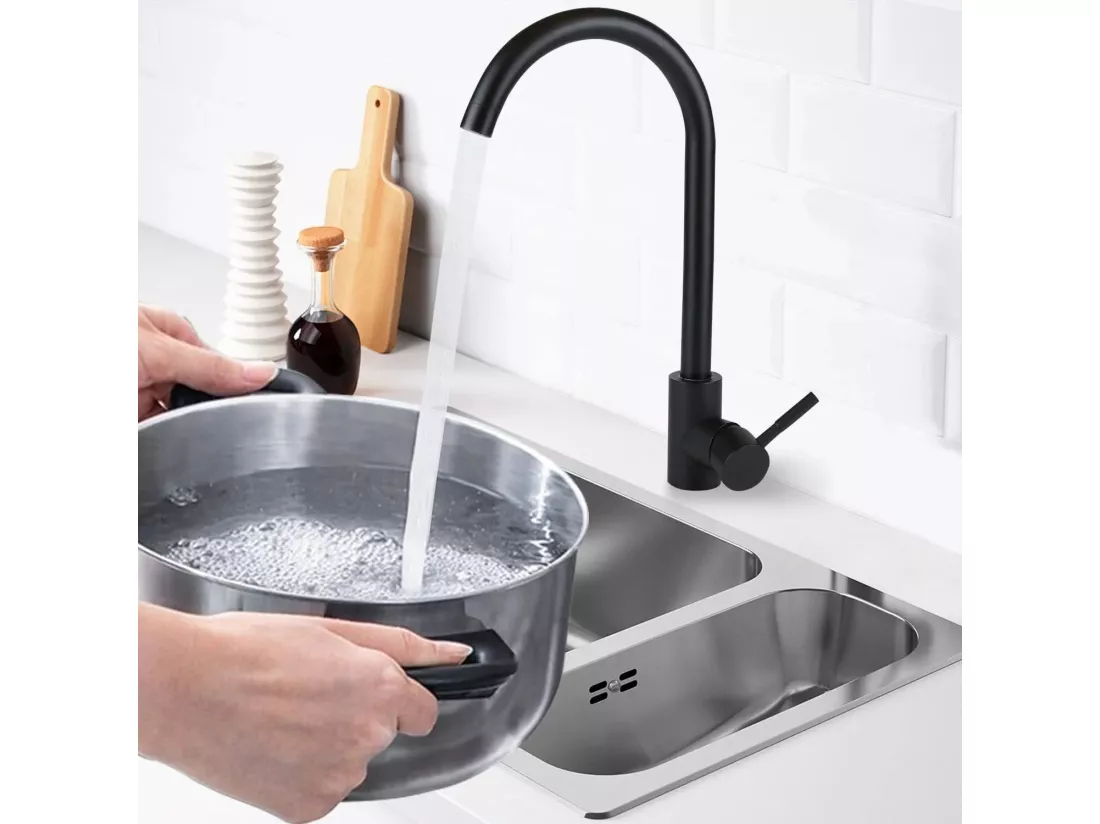 NETTLIFE robinet de cuisine robinet haute pression robinet d'évier de cuisine en acier inoxydable pivotant à 360°