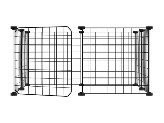 Cage animaux de compagnie à 8 panneaux et porte Noir 35x35 cm