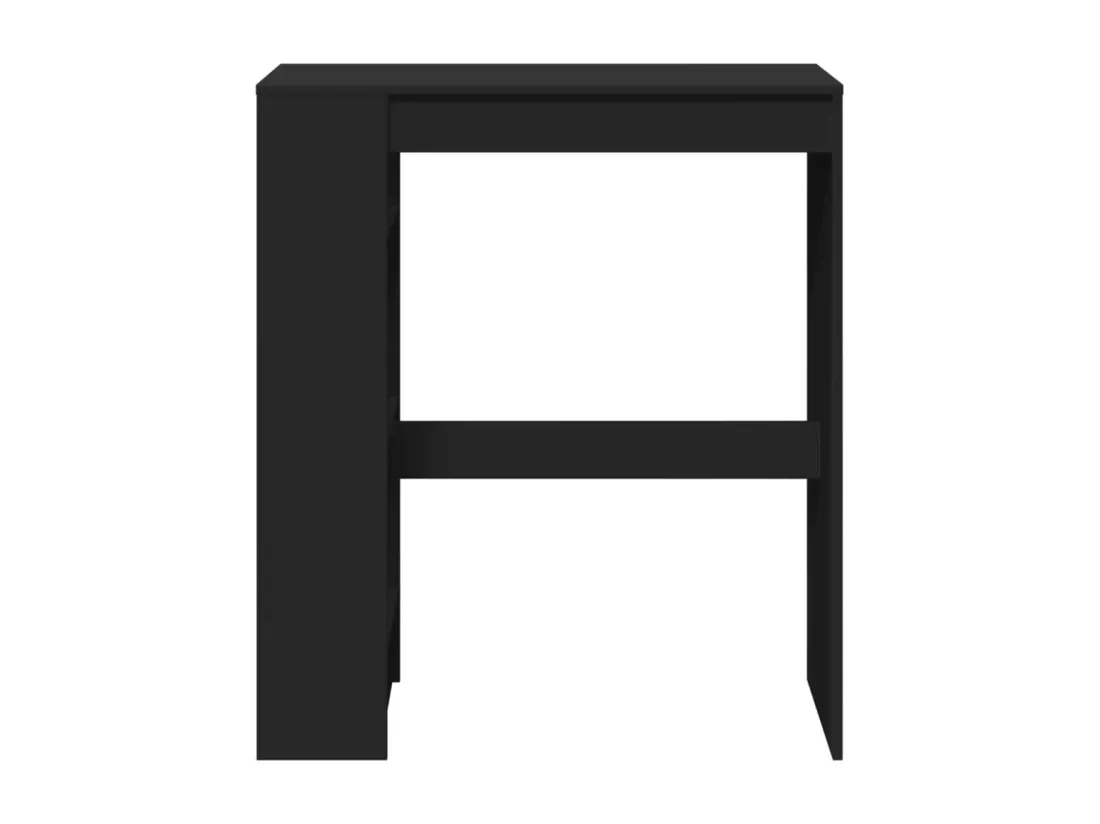 Table de bar avec étagères noir bois d'ingénierie