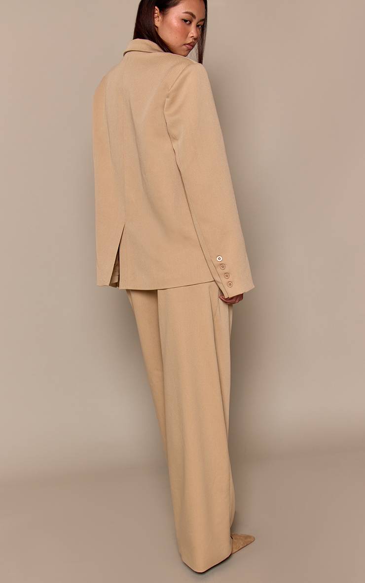 Pantalon Large Plissé En Tissu Tissé Ajusté Couleur Pierre